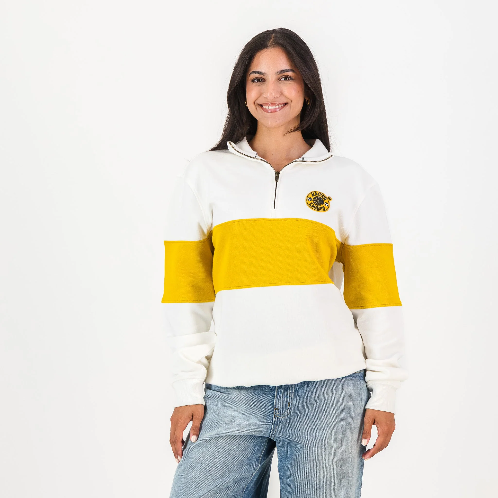 Kaizer Chiefs Hoop Quarter Zip Sweat-Cloud Dancer - Image 3