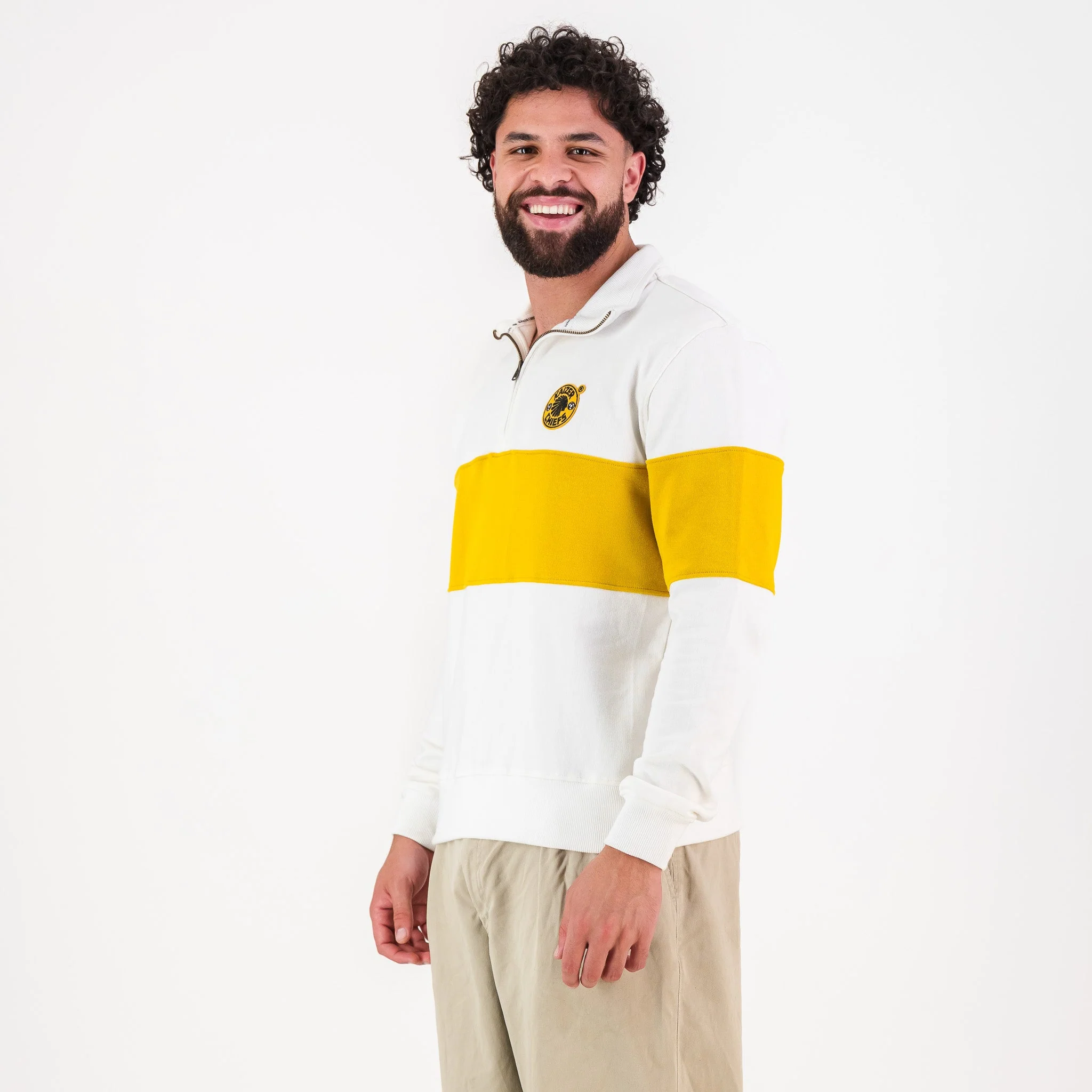 Kaizer Chiefs Hoop Quarter Zip Sweat-Cloud Dancer - Image 5