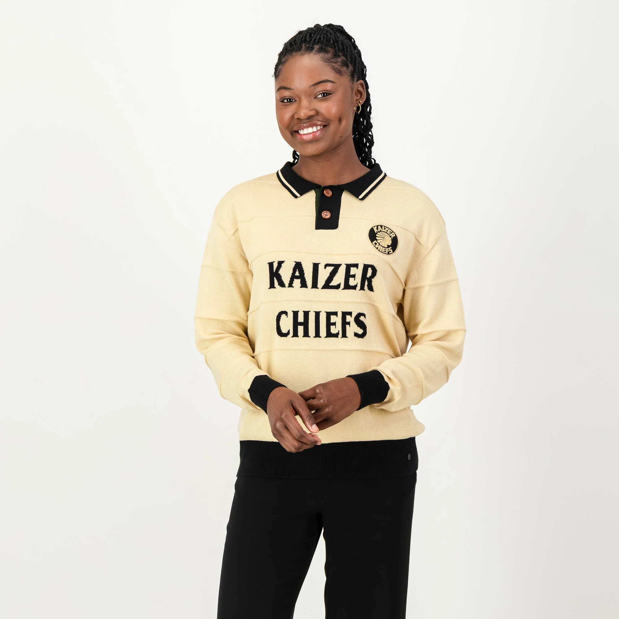 Kaizer Chiefs Long Sleeve Knitted Jersey-Butter - Image 3