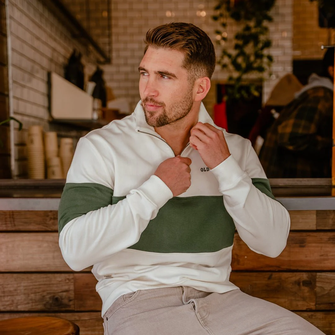 Old School Hoop Quarter Zip Sweat-OS Green - Image 4