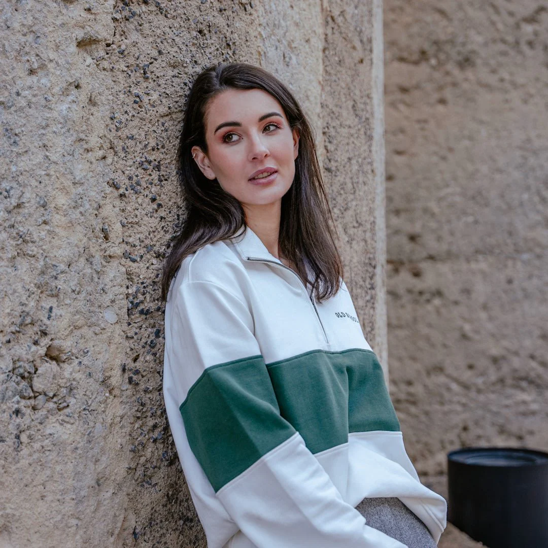 Old School Hoop Quarter Zip Sweat-OS Green - Image 5