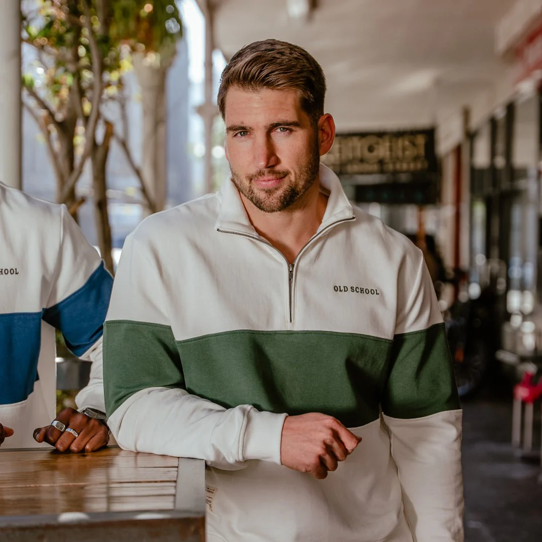 Old School Hoop Quarter Zip Sweat-OS Green - Image 6