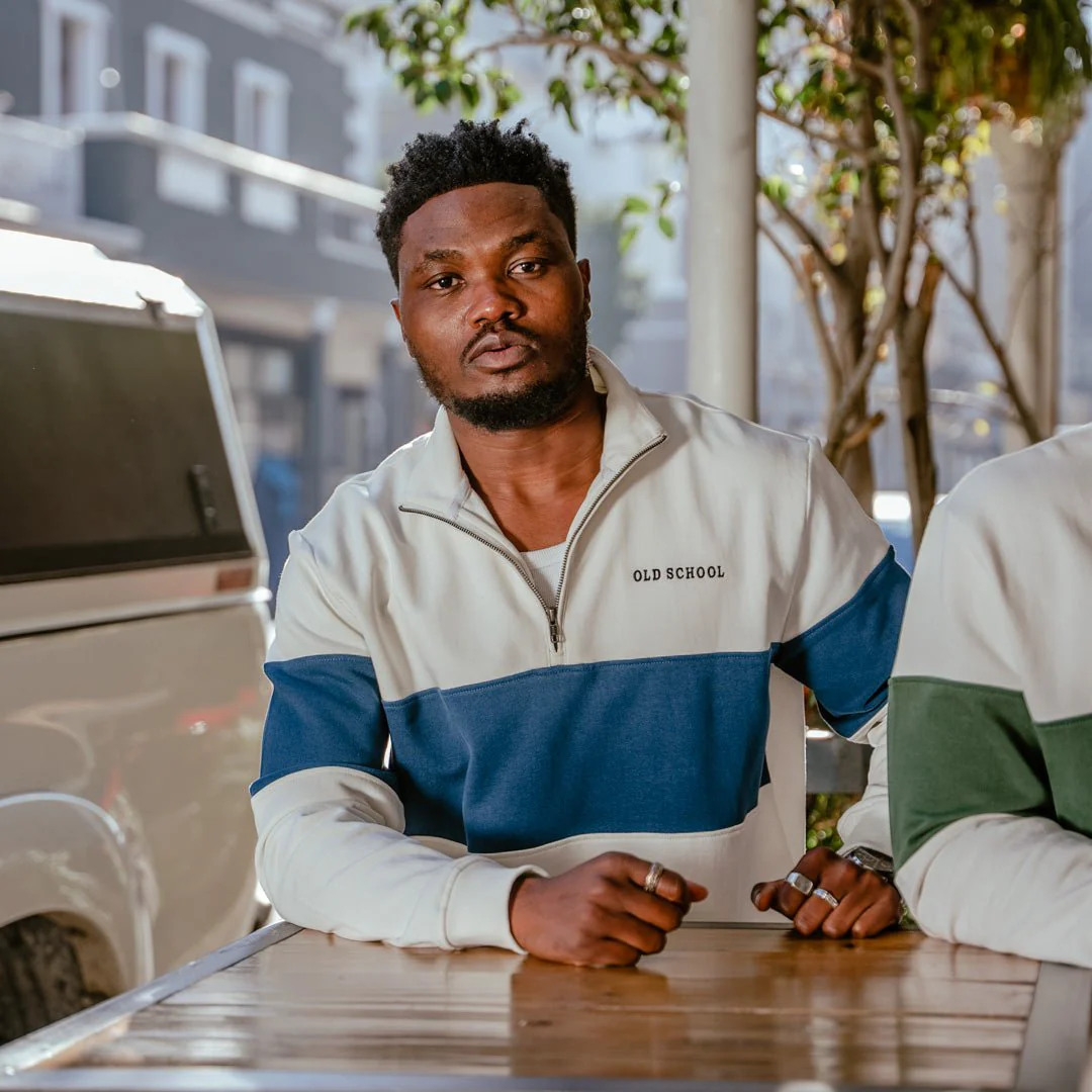 Old School Hoop Quarter Zip Sweat-Navy - Image 4