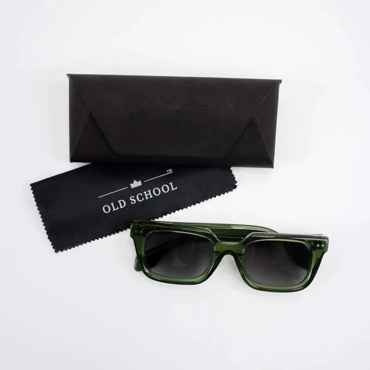 Old School Rectangle Sunglasses-Green - Image 5