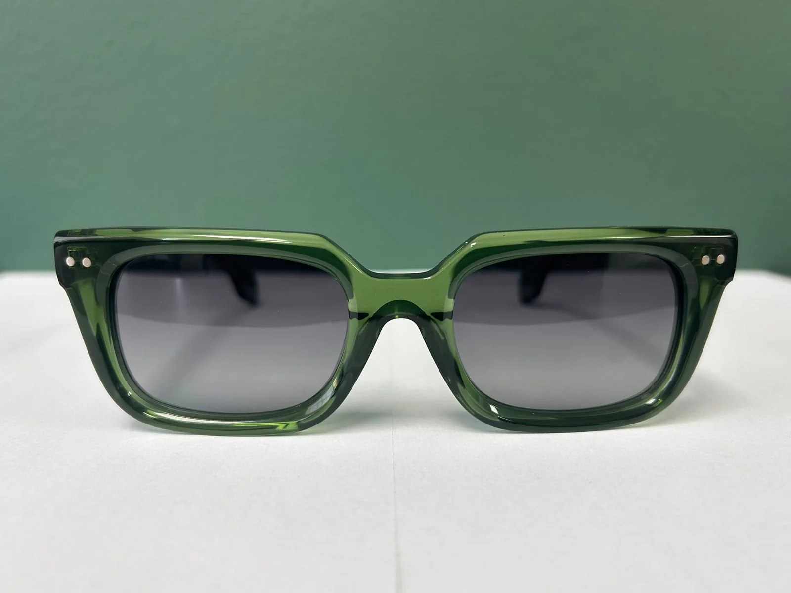 Old School Rectangle Sunglasses-Green - Image 6
