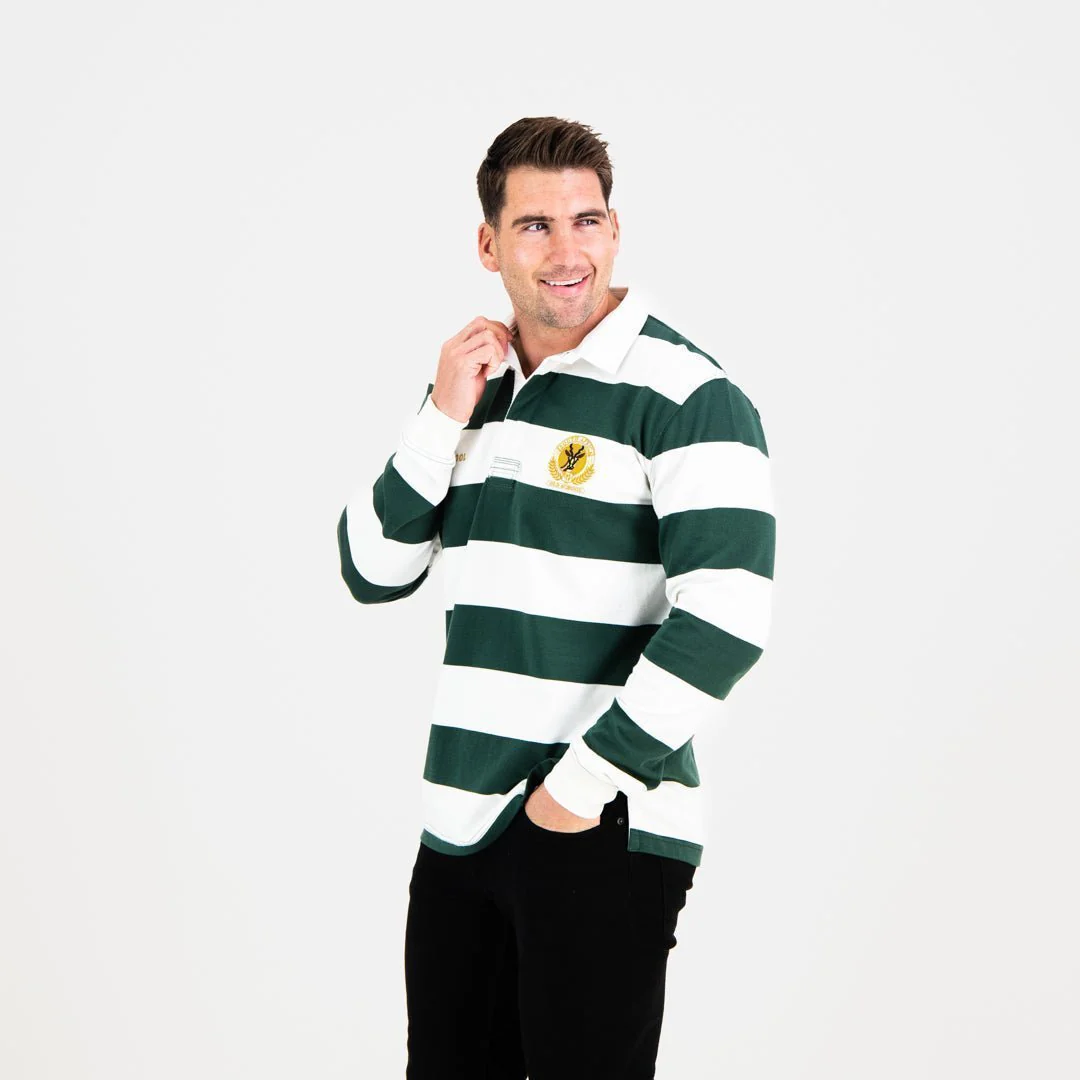 SA Supporters 8X8 Stripe LS Rugby Jersey-OS Green - Image 3