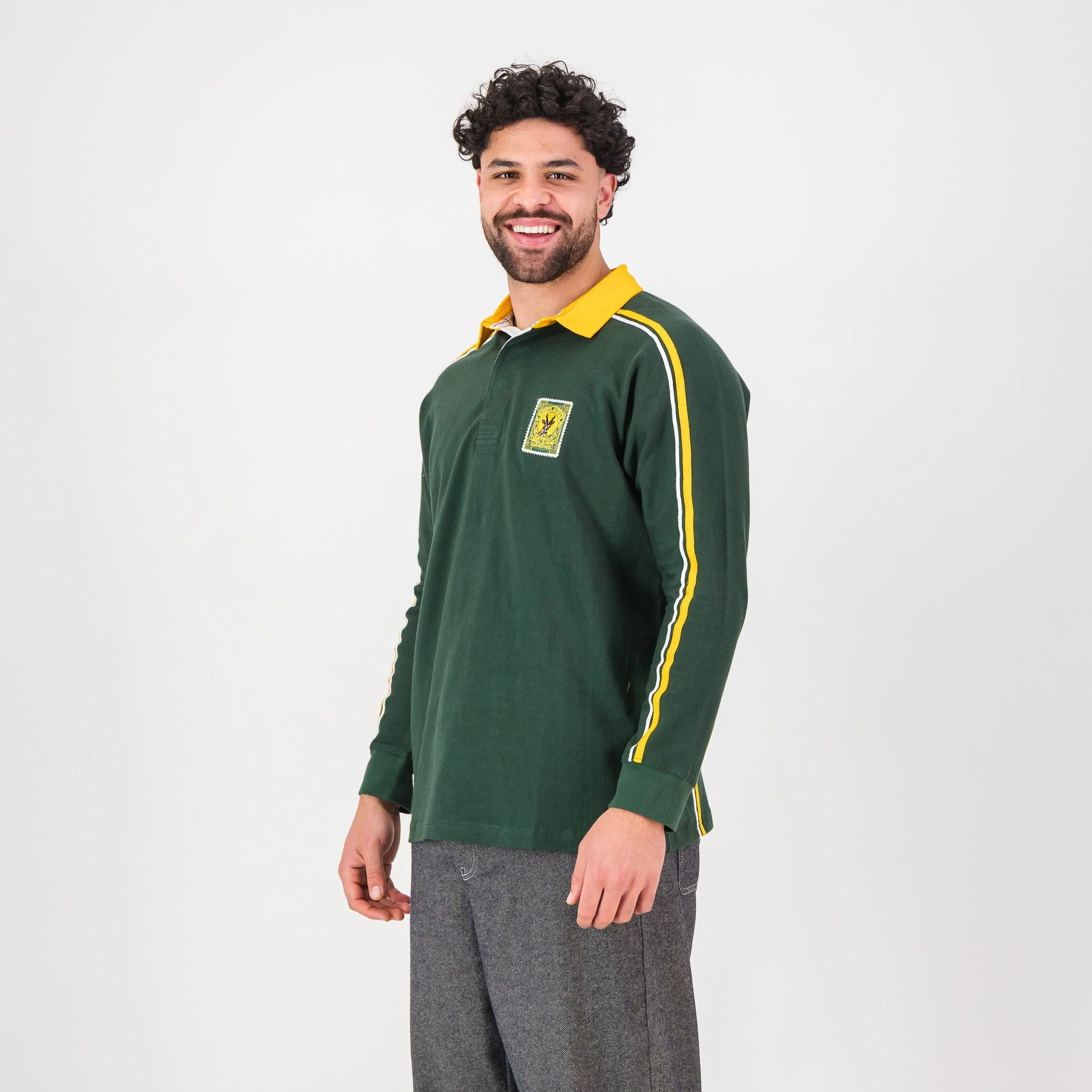 SA Supporters Styled LS Rugby Jersey -OS Green - Image 4