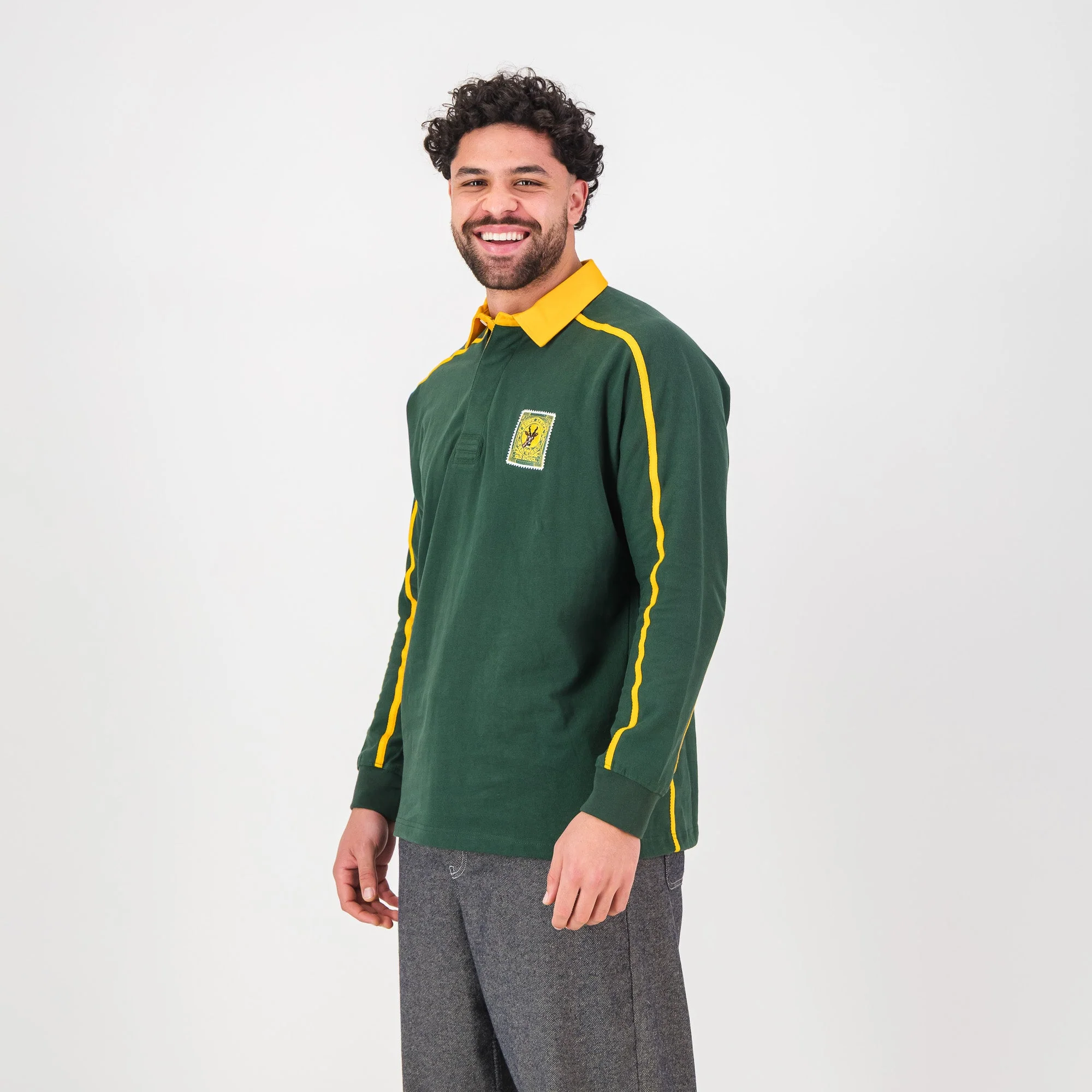 SA Supporters Twill Raglan LS Rugby Jersey-OS Green - Image 4