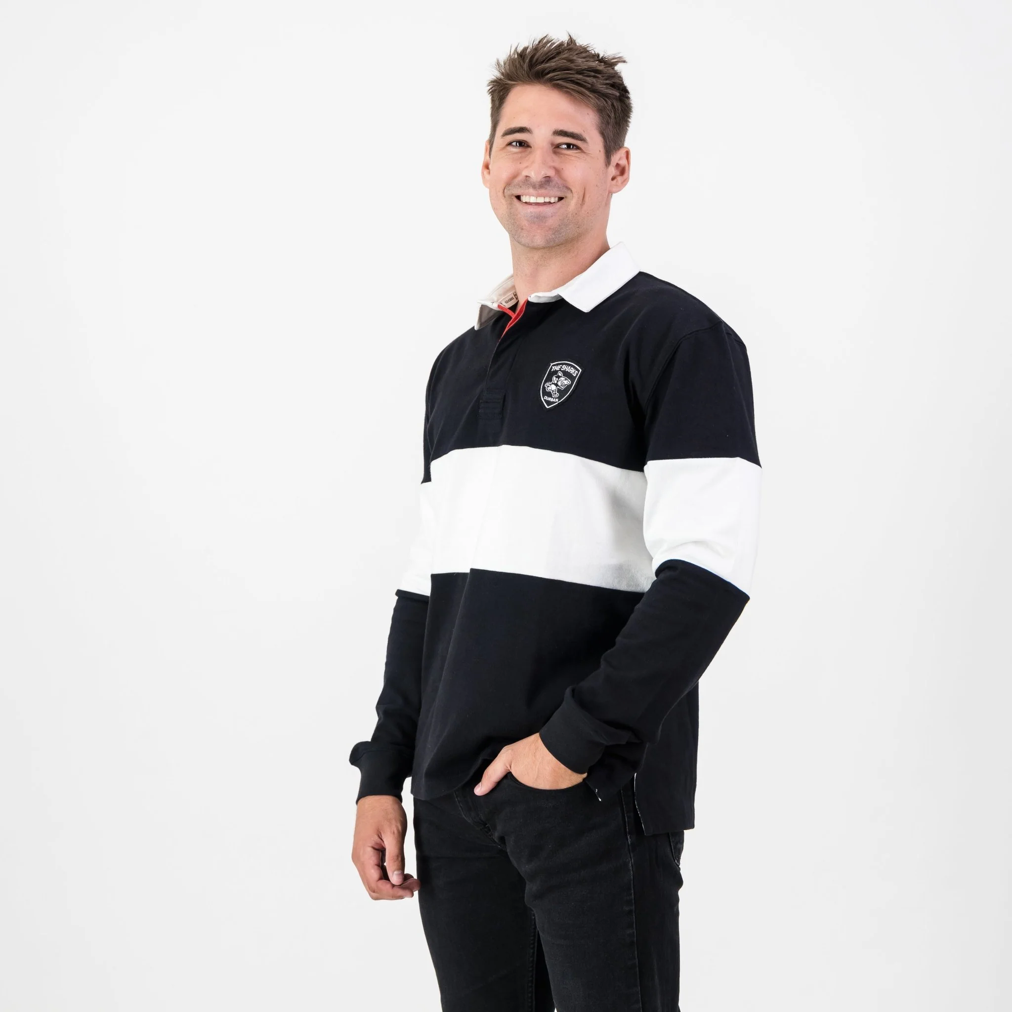 Provincial Sharks LS Rugby Jersey-Black - Image 3