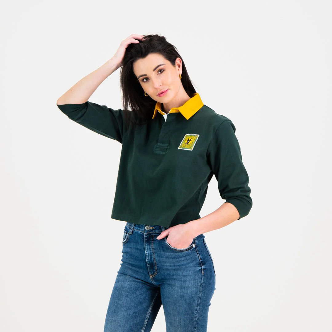 SA Supporters Classic 3/4 Crop Rugby Jersey-OS Green - Image 3