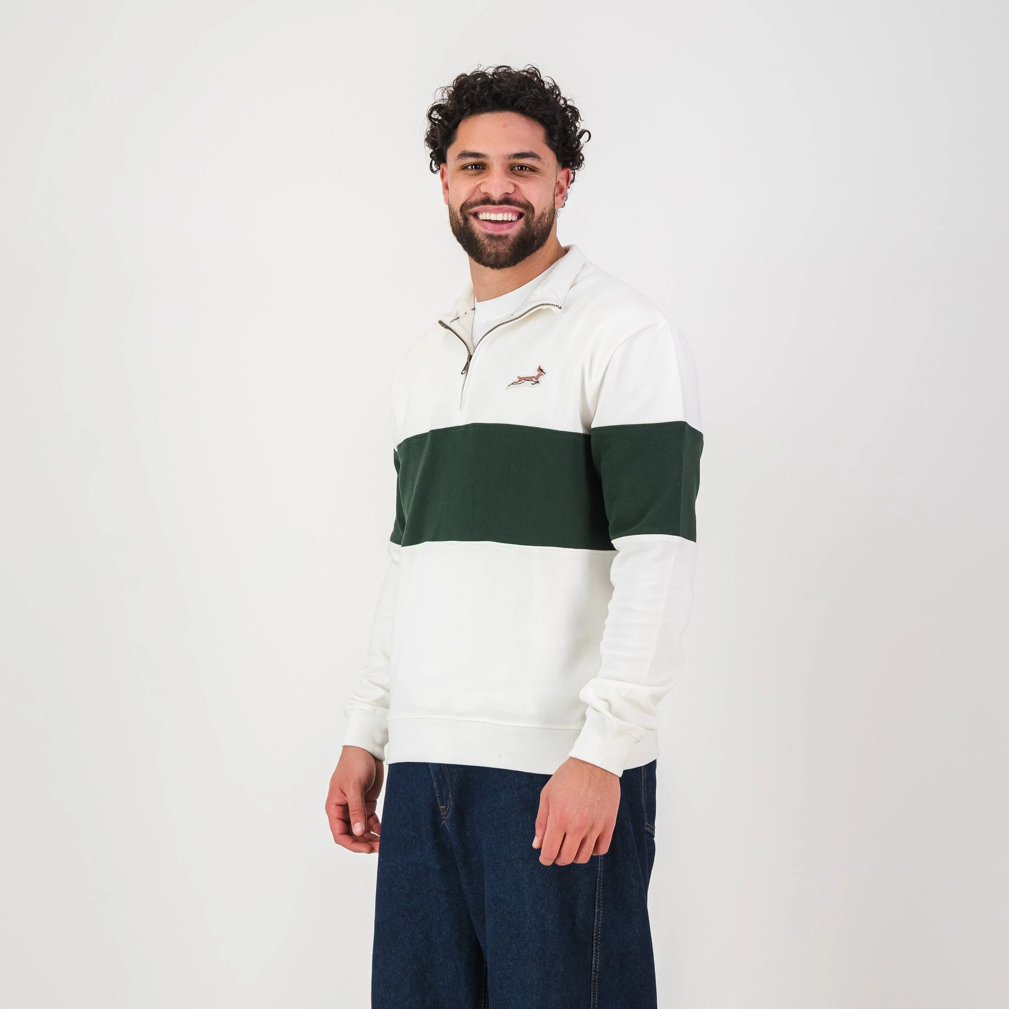 Springboks Classic Hoop Quarter Zip-Cloud Dancer - Image 6