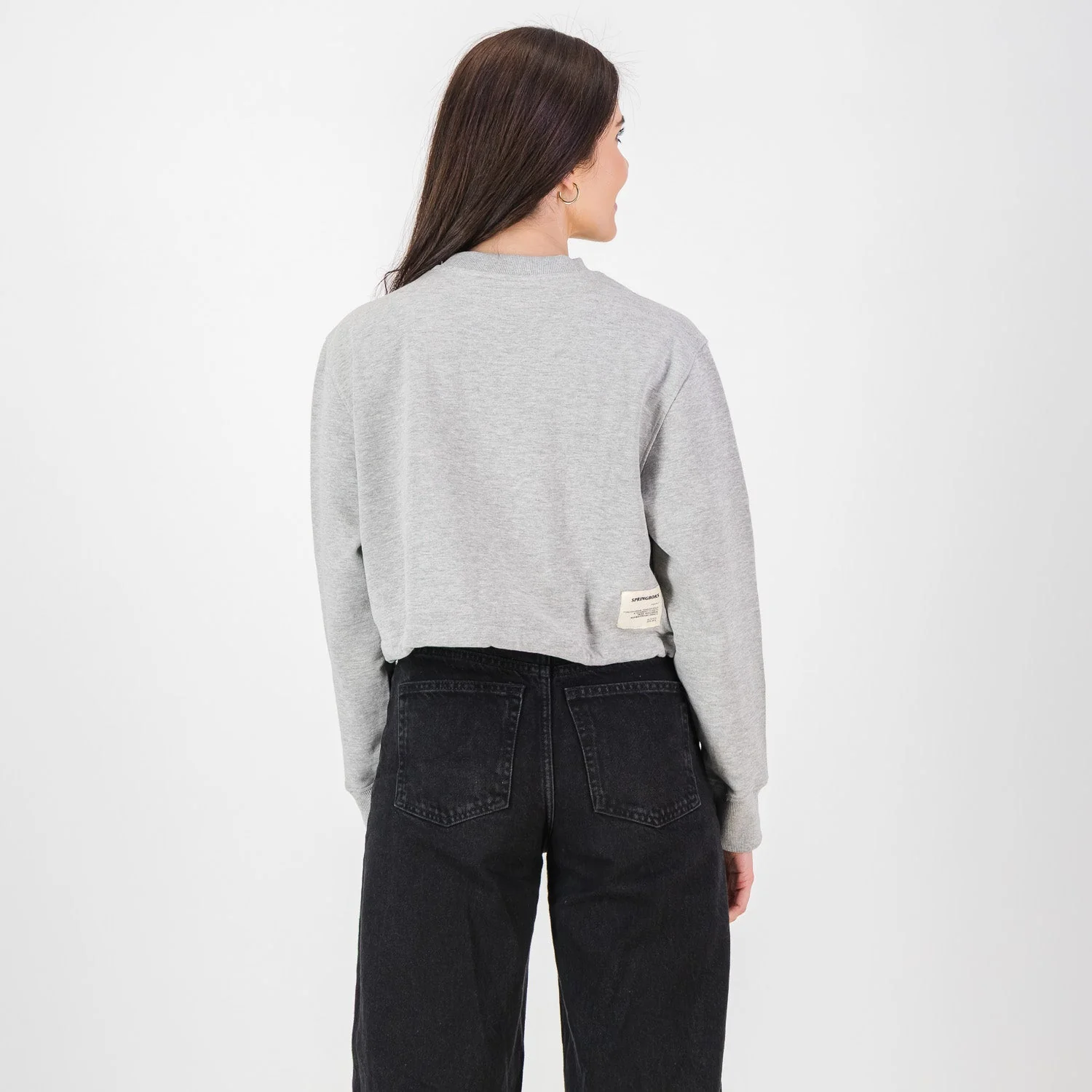 Springboks Crop Crew Sweat - LT Grey Melange - Image 4