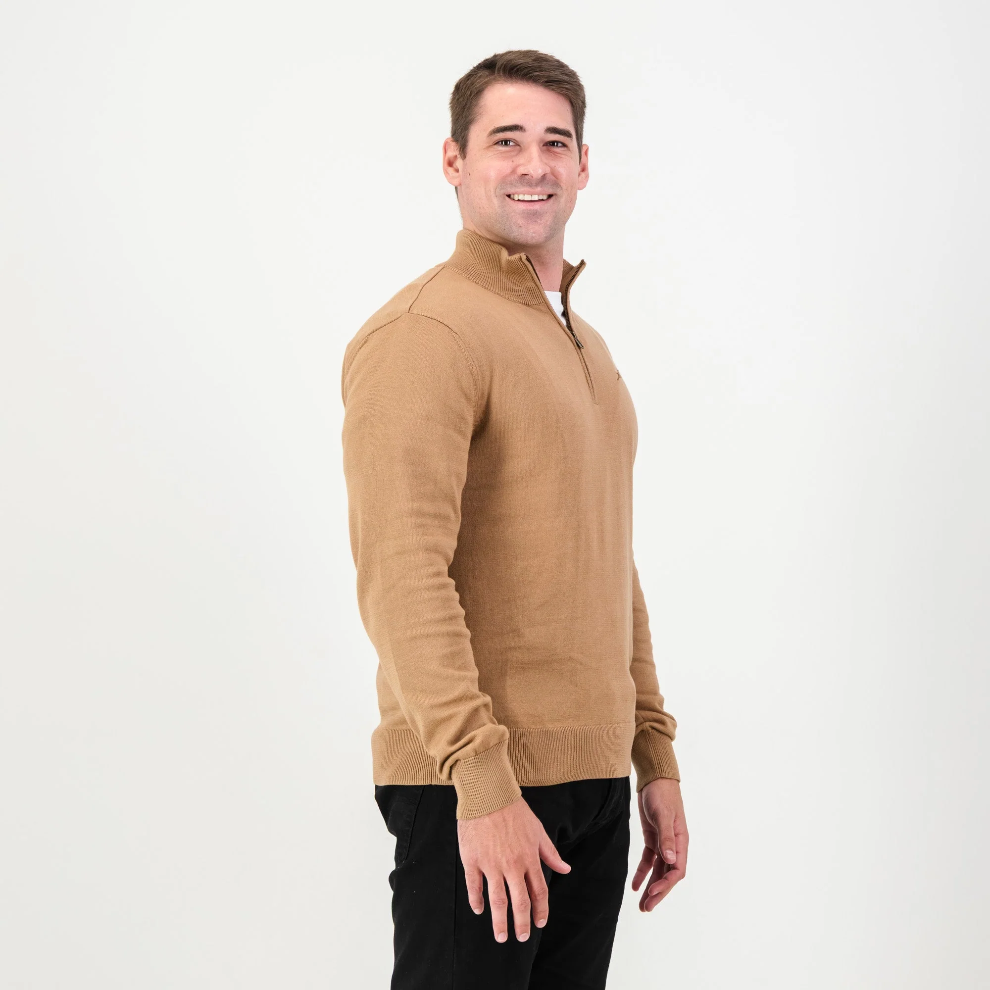Springboks Quarter Zip Knit-Toffee - Image 3