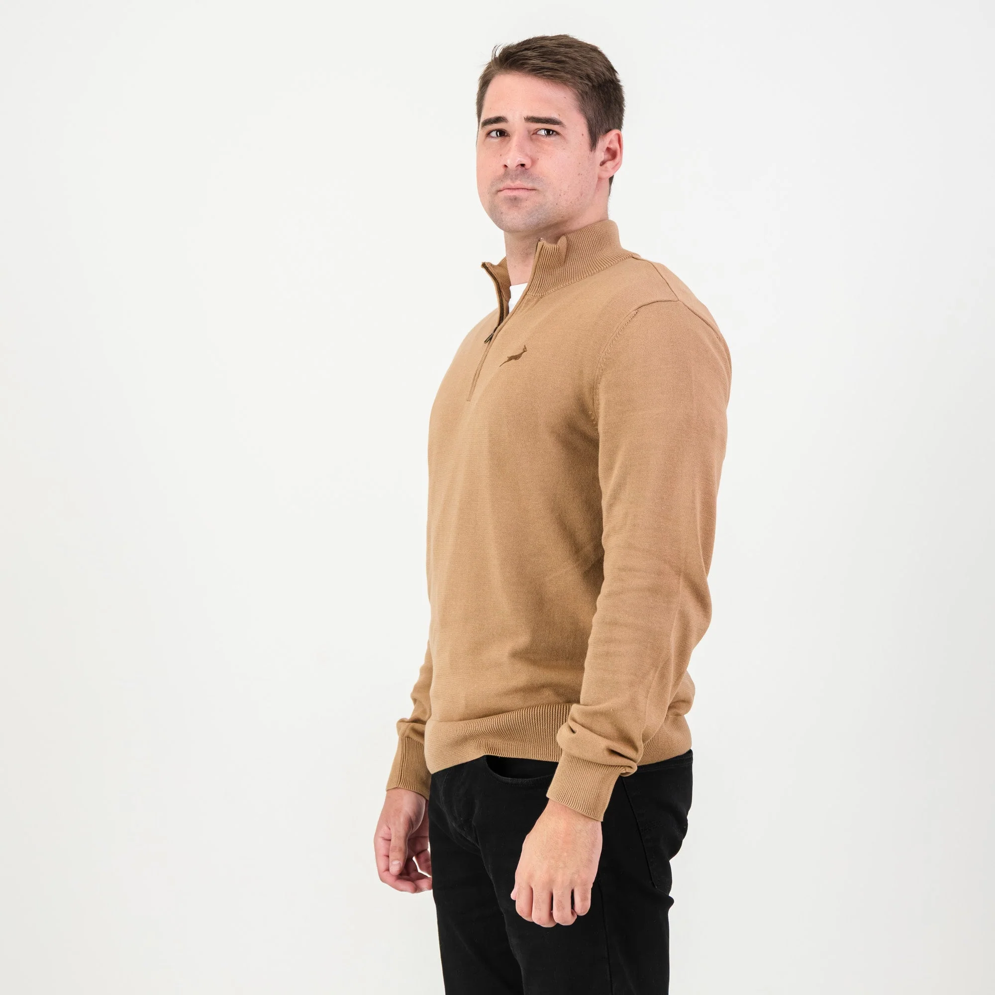Springboks Quarter Zip Knit-Toffee - Image 4