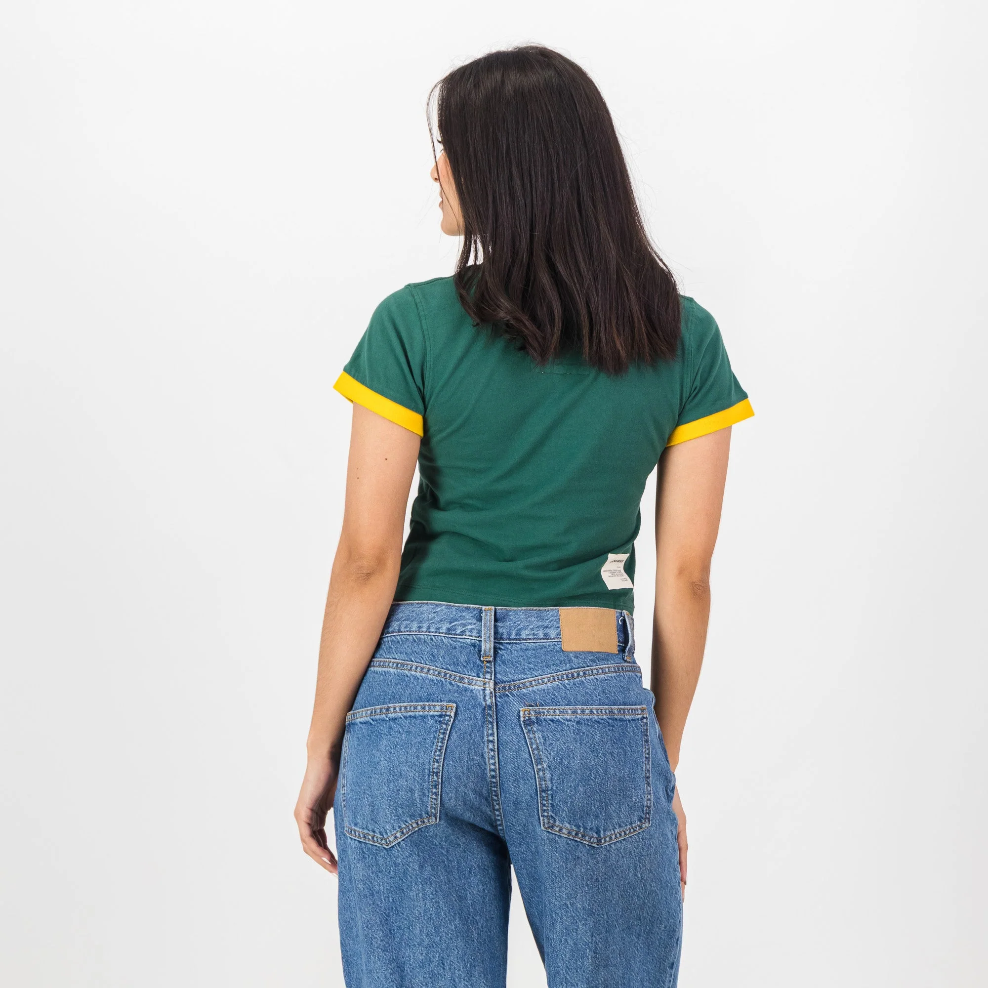 Springboks Ringer Crop Crew Tee - OS Green - Image 7