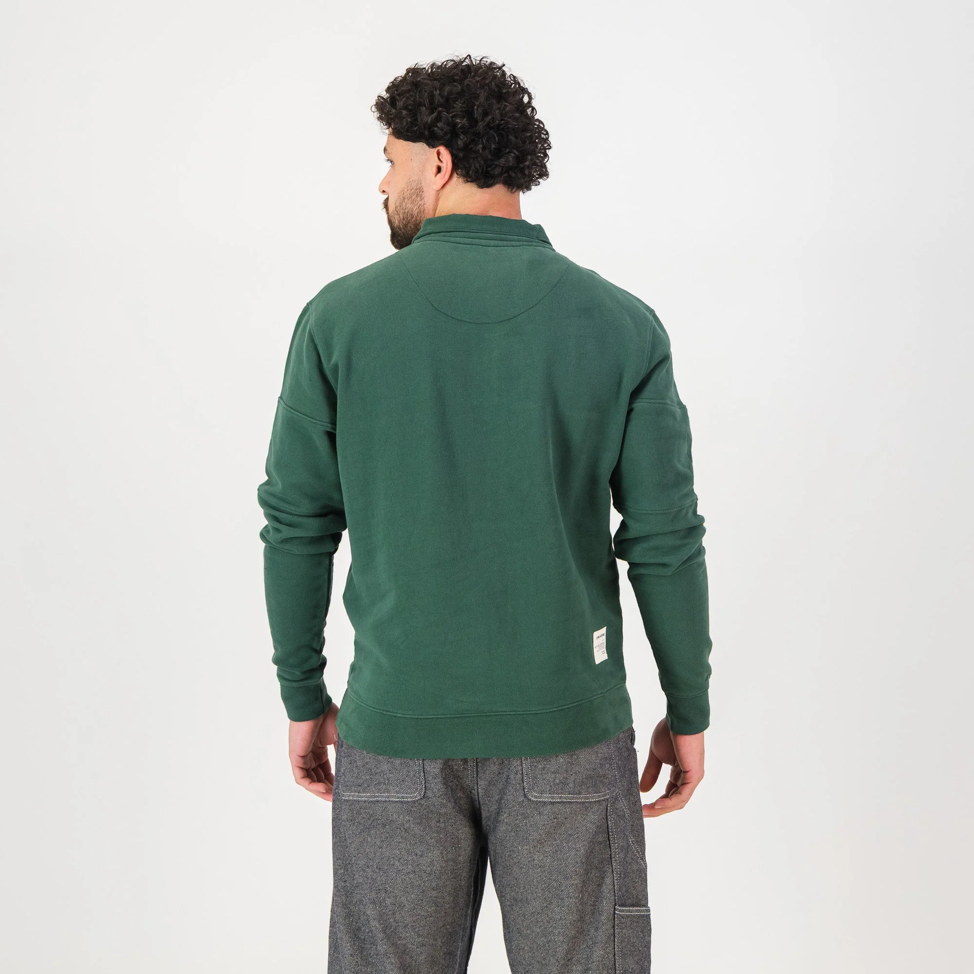 Springboks Twill SLV Quarter Zip Sweat - OS Green - Image 5