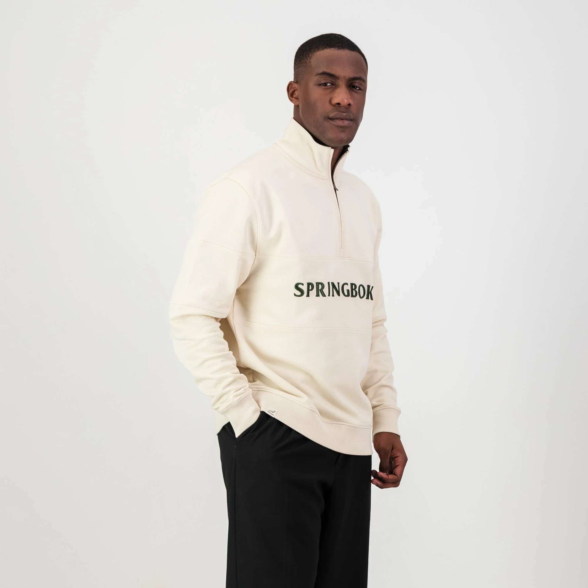 Springboks Word Quarter Zip Sweat-Ivory - Image 3