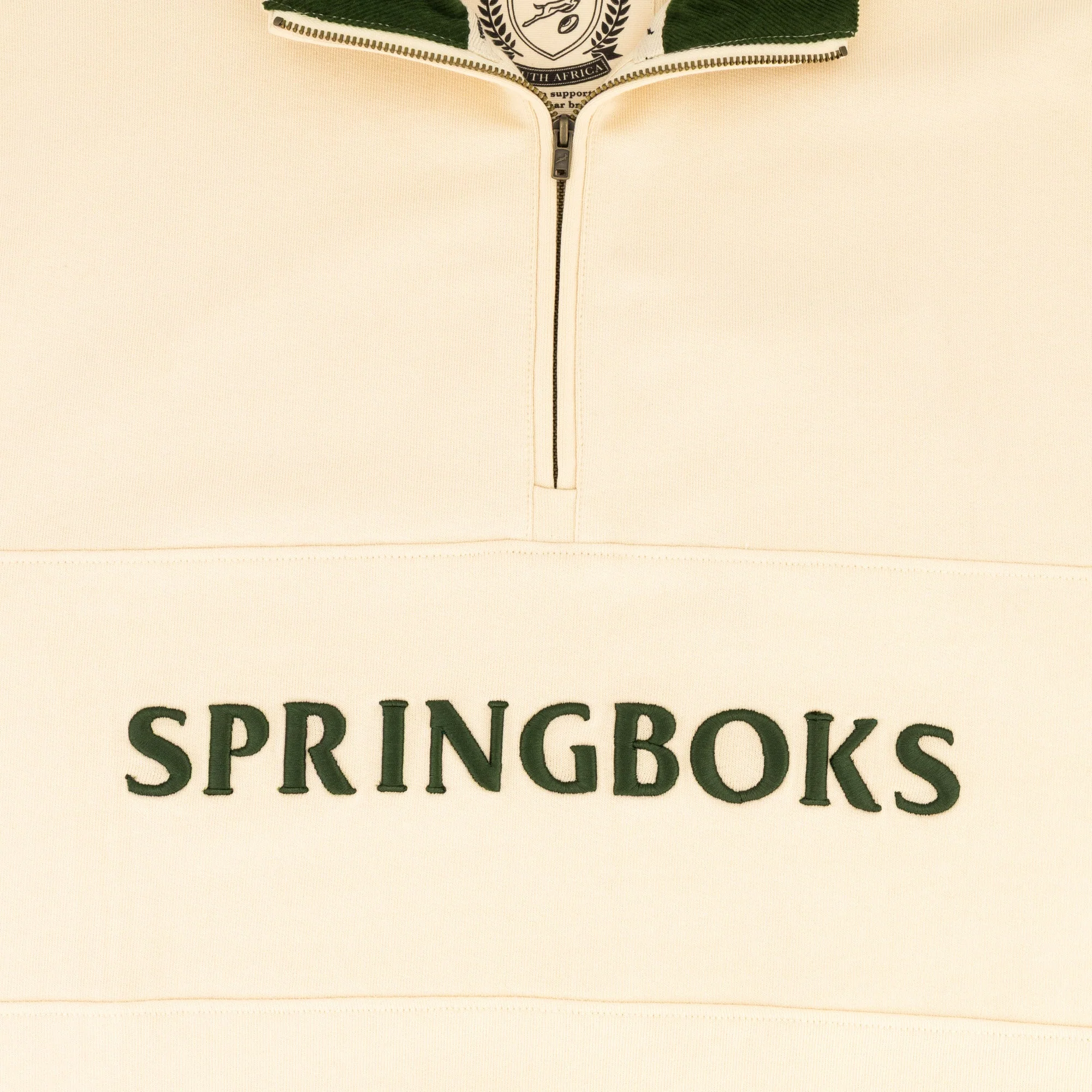 Springboks Word Quarter Zip Sweat-Ivory - Image 7
