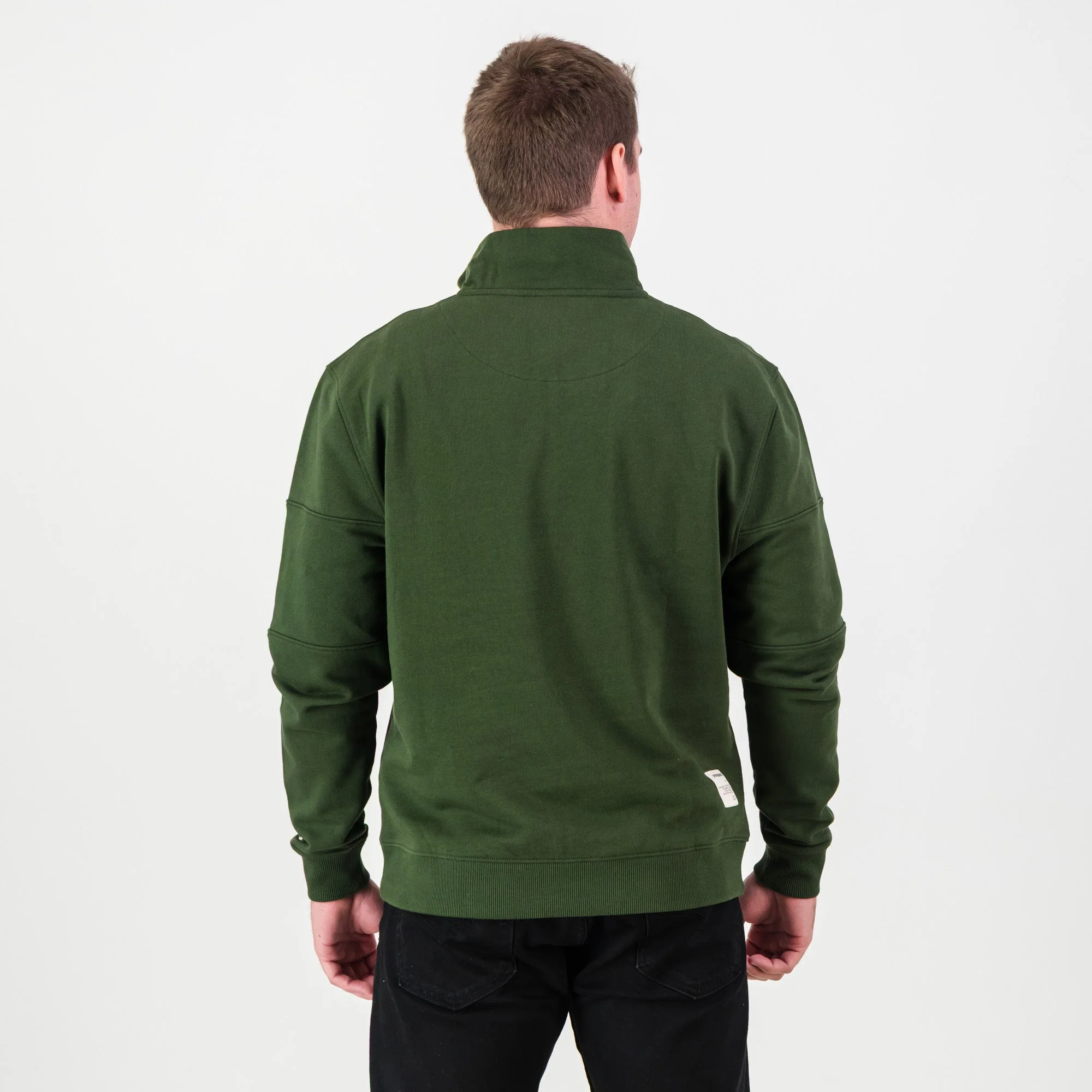 Springboks Word Quarter Zip Sweat-Military Olive - Image 6