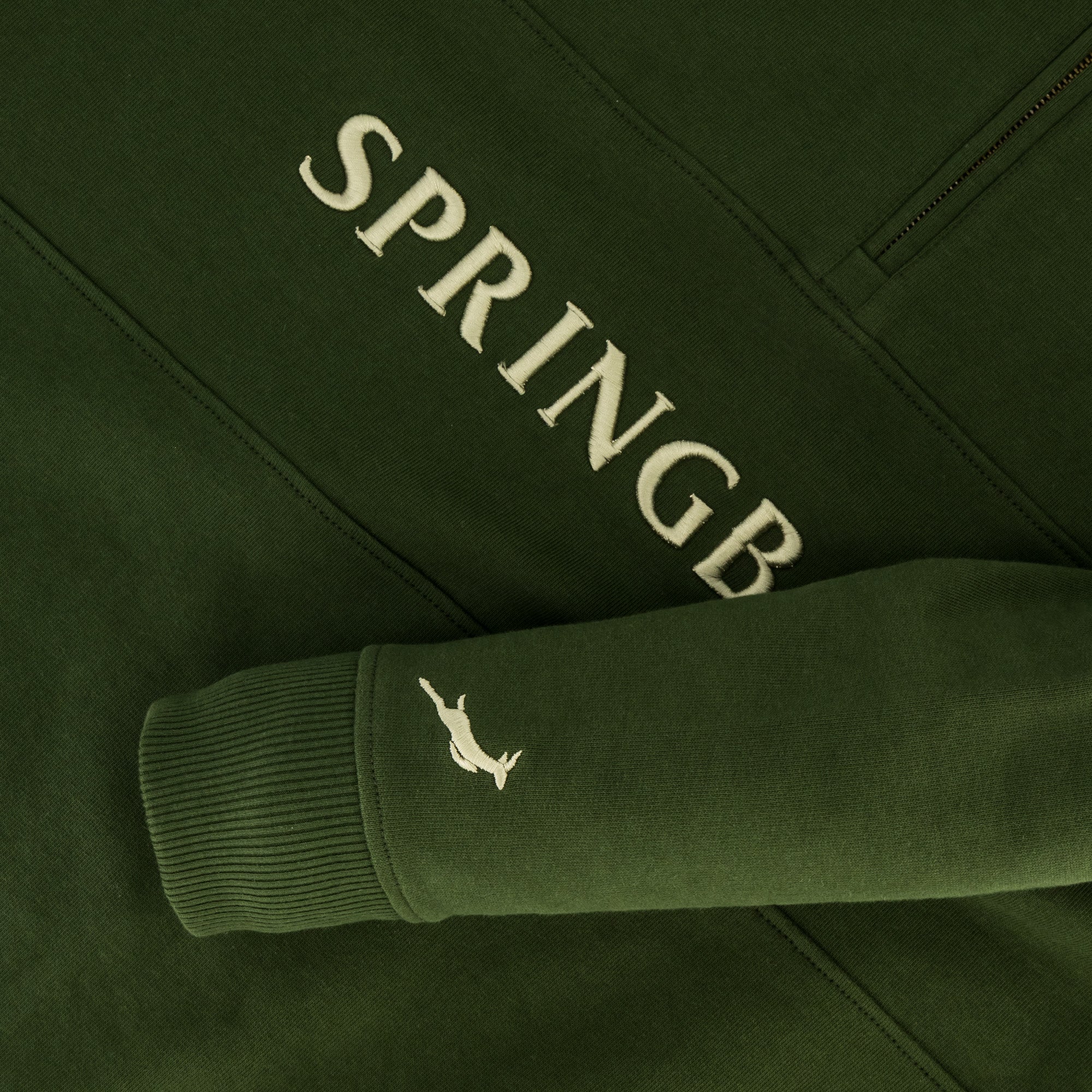 Springboks Word Quarter Zip Sweat-Military Olive - Image 8