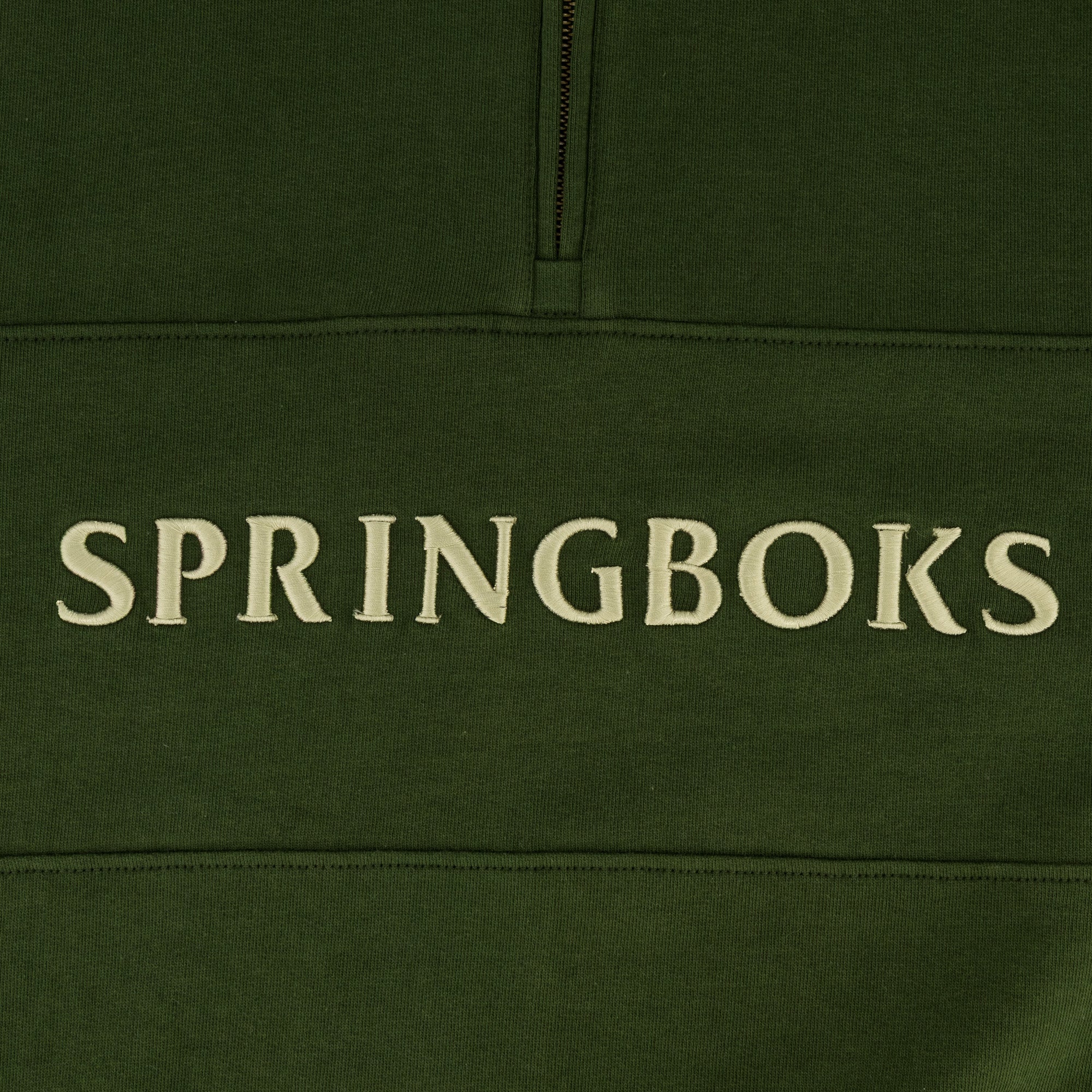 Springboks Word Quarter Zip Sweat-Military Olive - Image 9