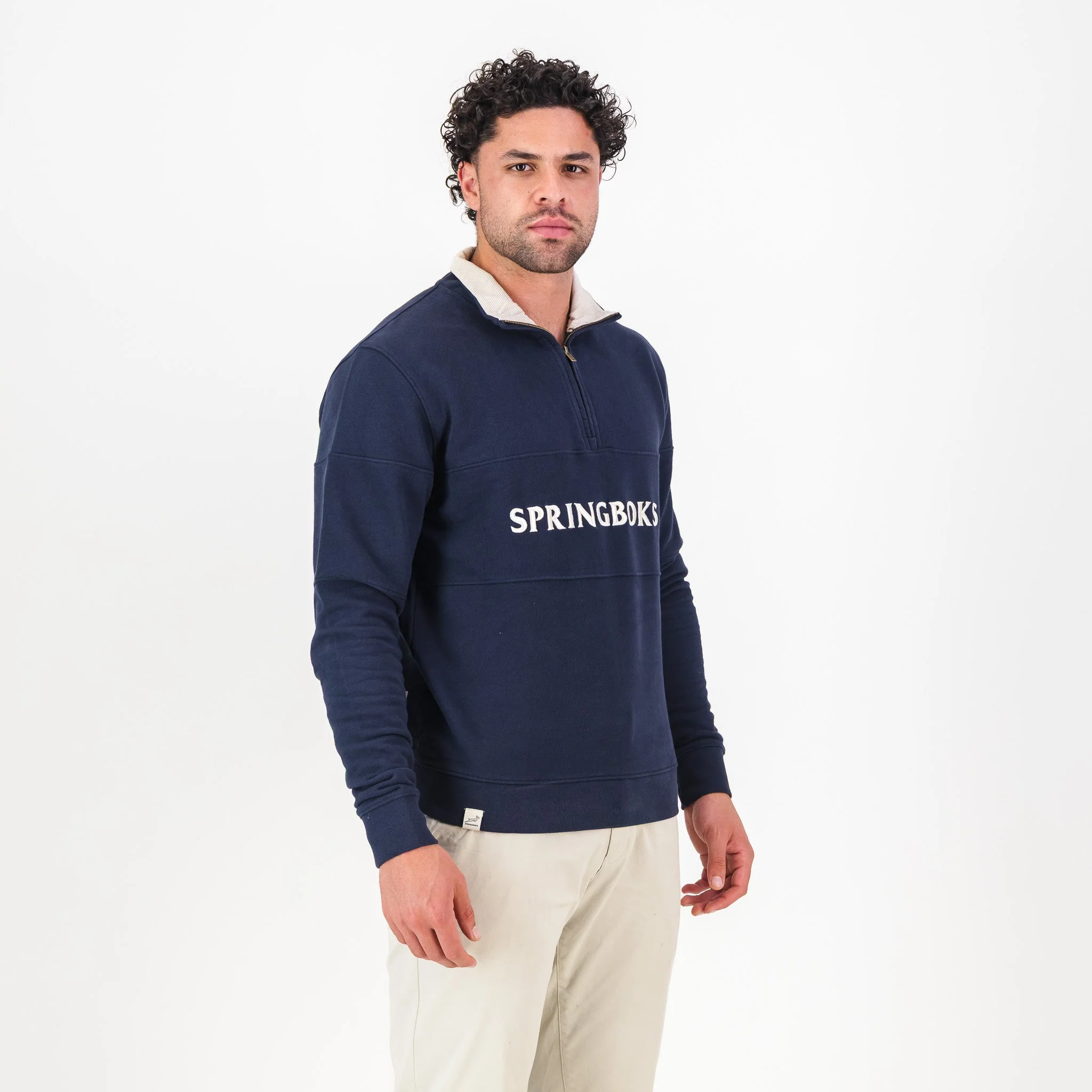 Springboks Wordmark Quarter-Zip Sweatshirt – Navy - Image 3