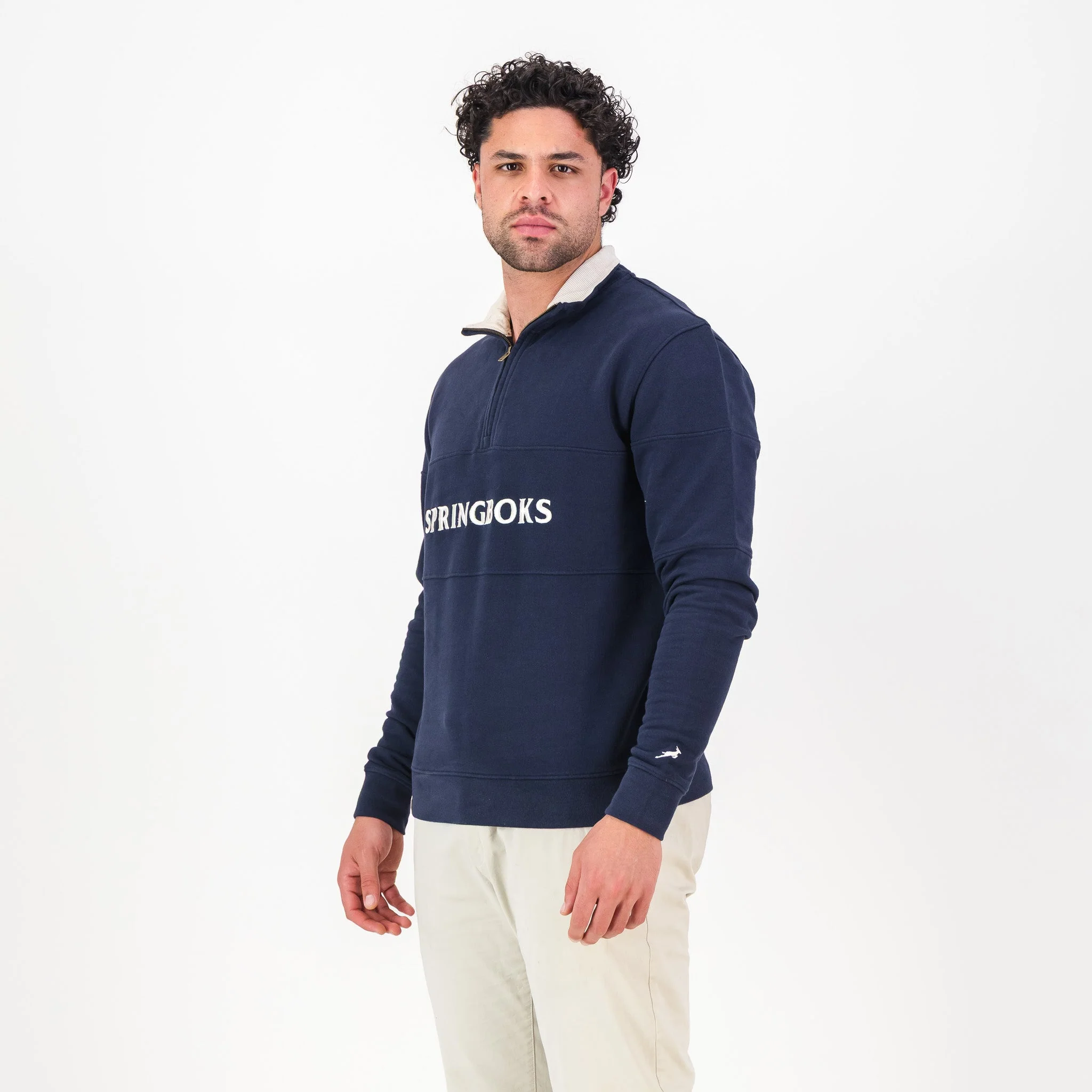 Springboks Wordmark Quarter-Zip Sweatshirt – Navy - Image 4