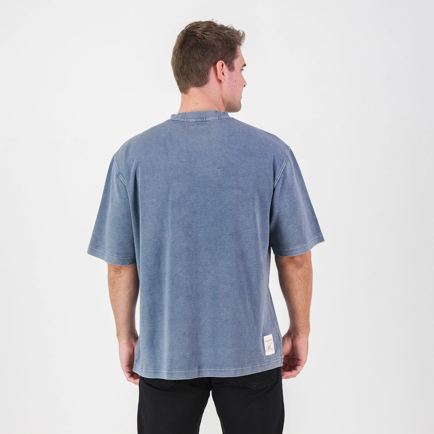 Stillknocks Acid Wash Boxy Crew Tee- Faded Denim - Image 4