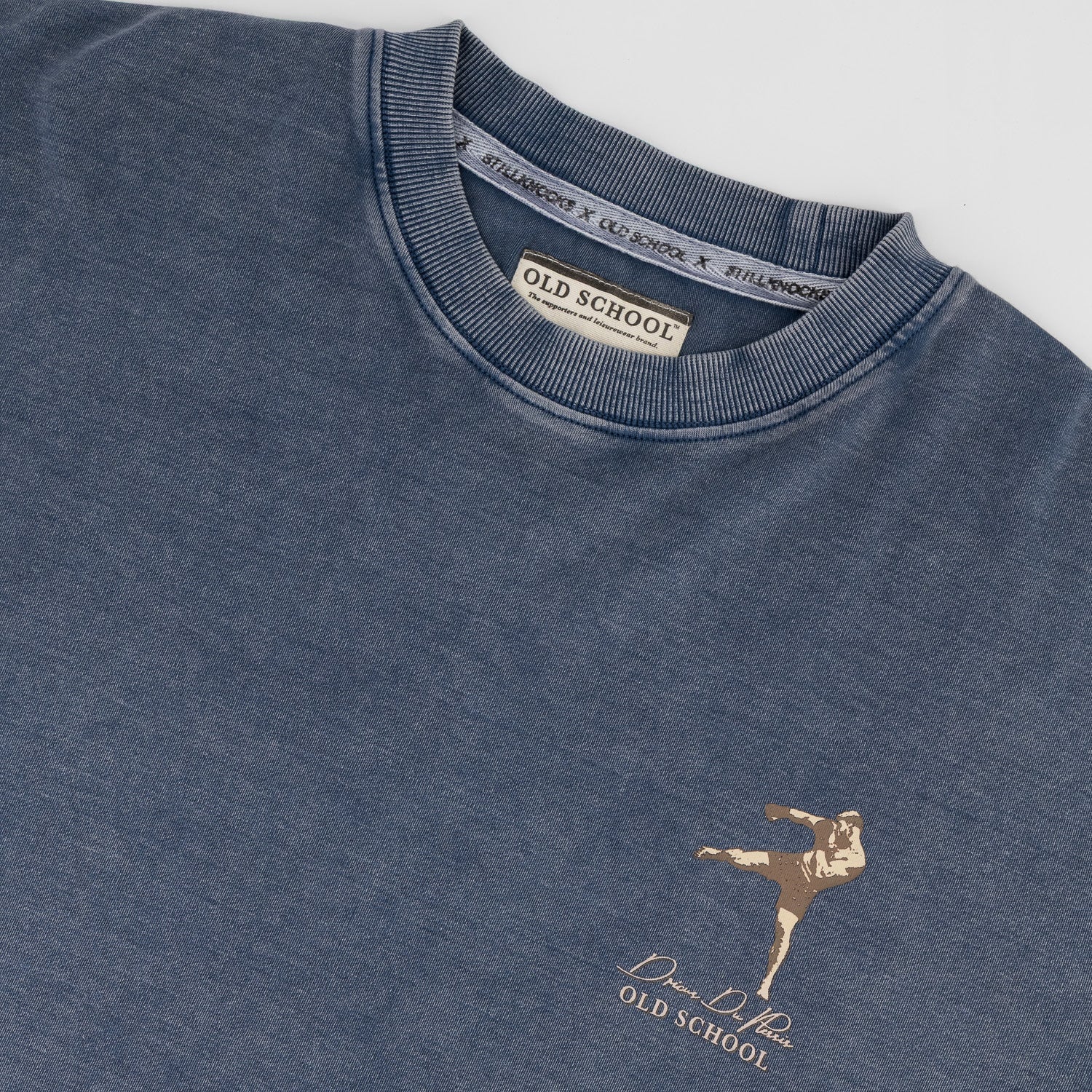 Stillknocks Acid Wash Boxy Crew Tee- Faded Denim - Image 5