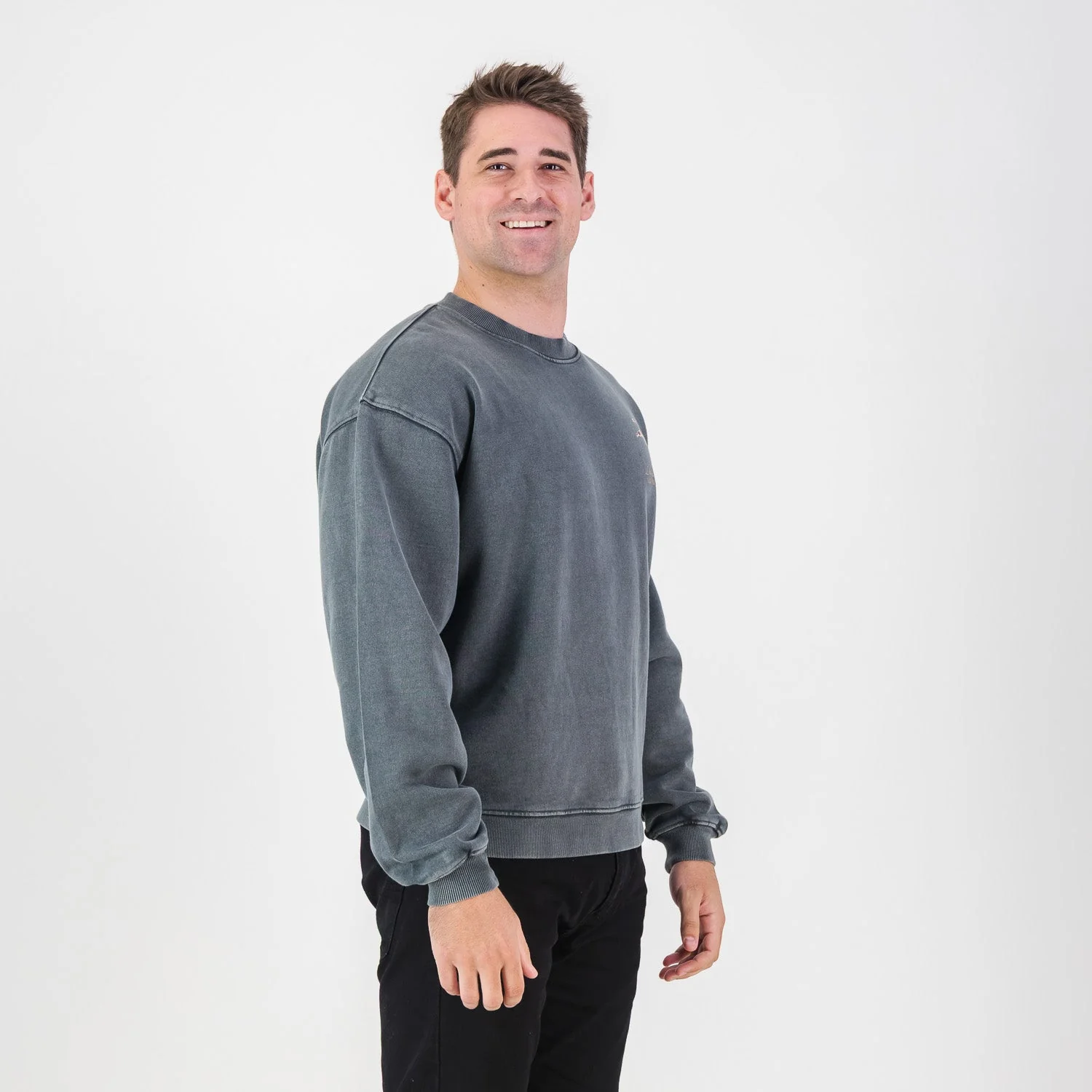 Stillknocks Acid Wash Crew Sweat- Turb Grey - Image 3