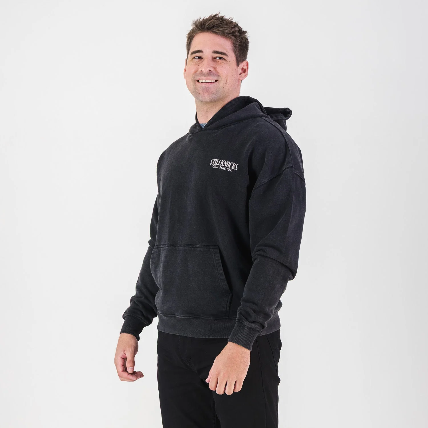Stillknocks Acid Wash Hoodie Sweat- Black - Image 3
